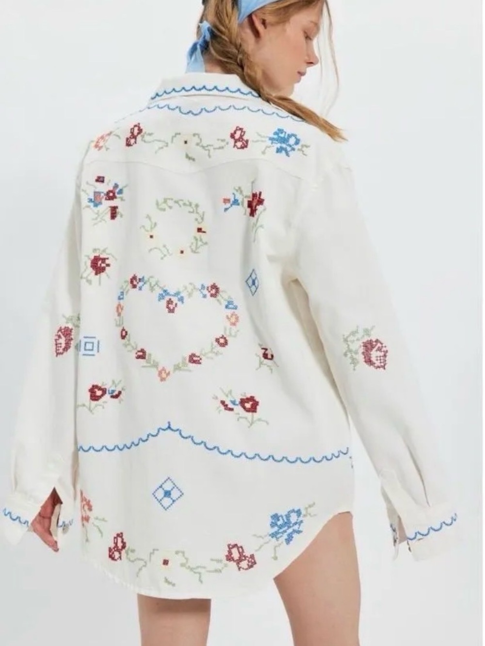Free People x  Denim & Bone *RETAIL $250* Embroidered Heart Oversized XS